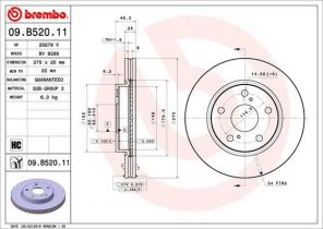 Brembo 09.B520.11 - Brzdový kotúč