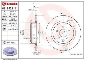Brembo 09.B522.11 - Brzdový kotúč