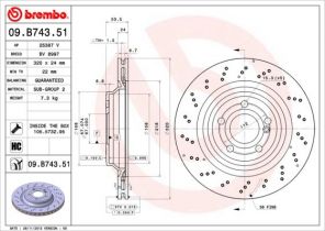 Brembo 09.B743.51 - Brzdový kotúč