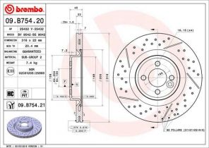 Brembo 09.B754.21 - Brzdový kotúč