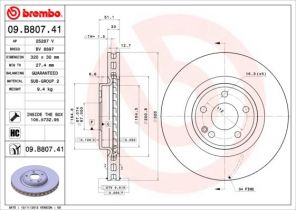 Brembo 09.B807.41 - Brzdový kotúč