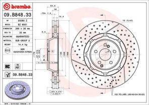 Brembo 09.B848.33 - Brzdový kotúč