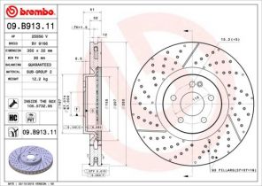 Brembo 09.B913.11 - Brzdový kotúč