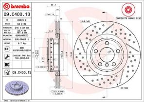Brembo 09.C400.13 - Brzdový kotúč