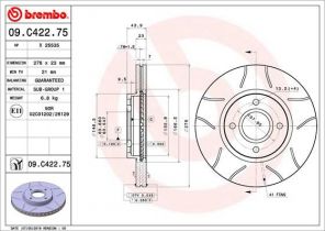 Brembo 09.C422.75 - Brzdový kotúč