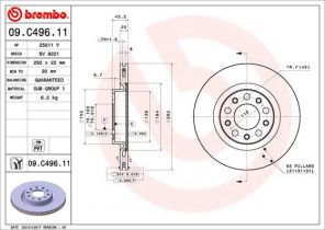 Brembo 09.C496.11 - Brzdový kotúč