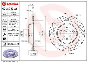 Brembo 09.C743.21 - Brzdový kotúč