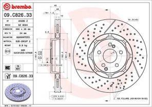 Brembo 09.C826.33 - Brzdový kotúč