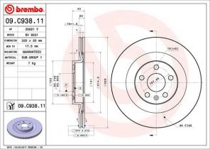 Brembo 09.C938.11 - Brzdový kotúč