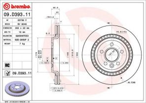 Brembo 09.D393.11 - Brzdový kotúč