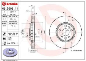Brembo 09.D509.11 - Brzdový kotúč