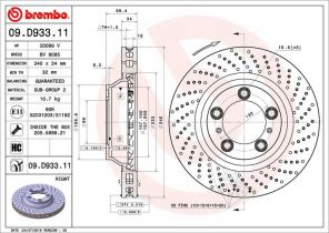 Brembo 09.D933.11 - Brzdový kotúč