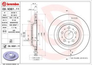 Brembo 09.N361.11 - Brzdový kotúč