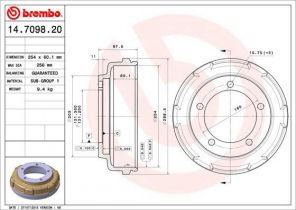 Brembo 14.7098.20 - Brzdový bubon -