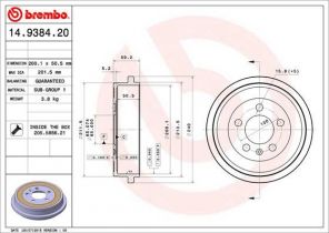 Brembo 14.9384.20 - Brzdový bubon -
