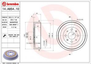 Brembo 14.A854.10 - Brzdový bubon -