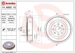 Brembo 14.A855.10 - Brzdový bubon -