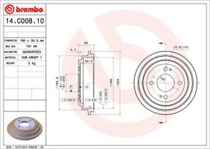 Brembo 14.C008.10 - Brzdový bubon -