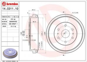 Brembo 14.C011.10 - Brzdový bubon -