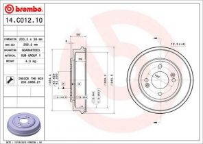 Brembo 14.C012.10 - Brzdový bubon -