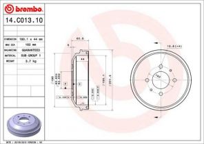 Brembo 14.C013.10 - Brzdový bubon -