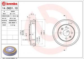 Brembo 14.D631.10 - Brzdový bubon -