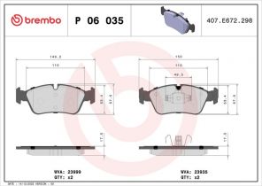 Brembo P 06 035X - Brzdové platničky -