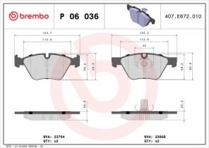 Brembo P 06 036X - Brzdové platničky -