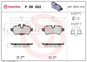 Brembo P 06 052X - Brzdové platničky -