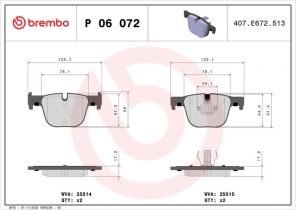 Brembo P 06 072 - Brzdové platničky -