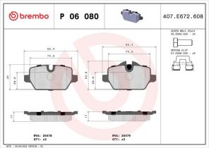 Brembo P 06 080 - Brzdové platničky -