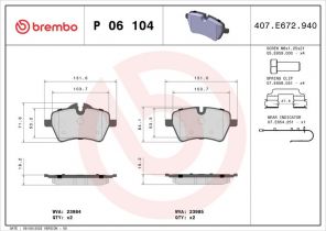 Brembo P 06 104 - Brzdové platničky -