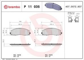 Brembo P 11 035 - Brzdové platničky -