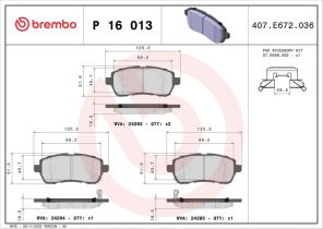 Brembo P 16 013X - Brzdové platničky -