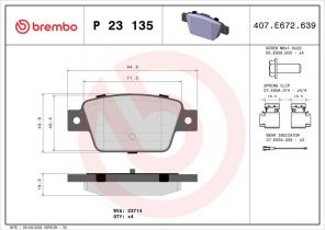 Brembo P 23 135 - Brzdové platničky -