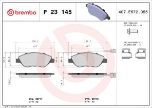 Brembo P 23 145 - Brzdové platničky -