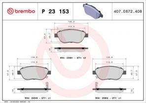 Brembo P 23 153 - Brzdové platničky -