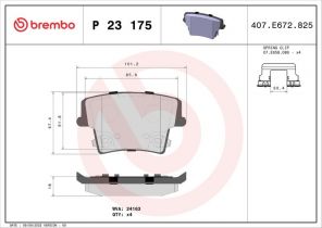 Brembo P 23 175 - Brzdové platničky -
