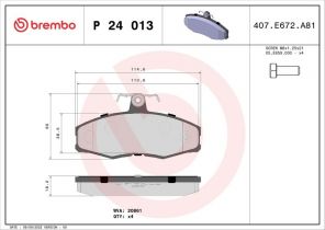 Brembo P 24 013 - Brzdové platničky -
