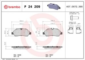 Brembo P 24 209 - Brzdové platničky -