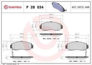 Brembo P 28 034X - Brzdové platničky -