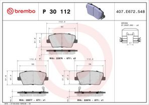 Brembo P 30 112 - Brzdové platničky -