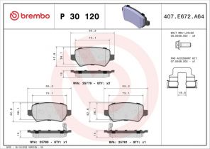 Brembo P 30 120 - Brzdové platničky -