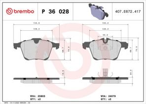 Brembo P 36 028 - Brzdové platničky -