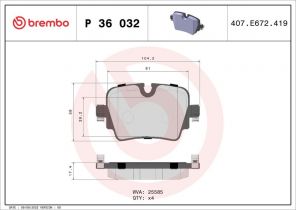 Brembo P 36 032 - Brzdové platničky -