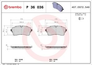Brembo P 36 036 - Brzdové platničky -