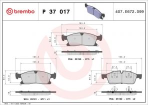Brembo P 37 017 - Brzdové platničky -