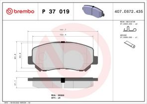 Brembo P 37 019 - Brzdové platničky -