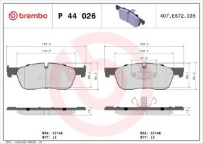 Brembo P 44 026 - Brzdové platničky -