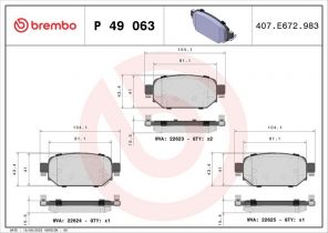 Brembo P 49 063 - Brzdové platničky -
